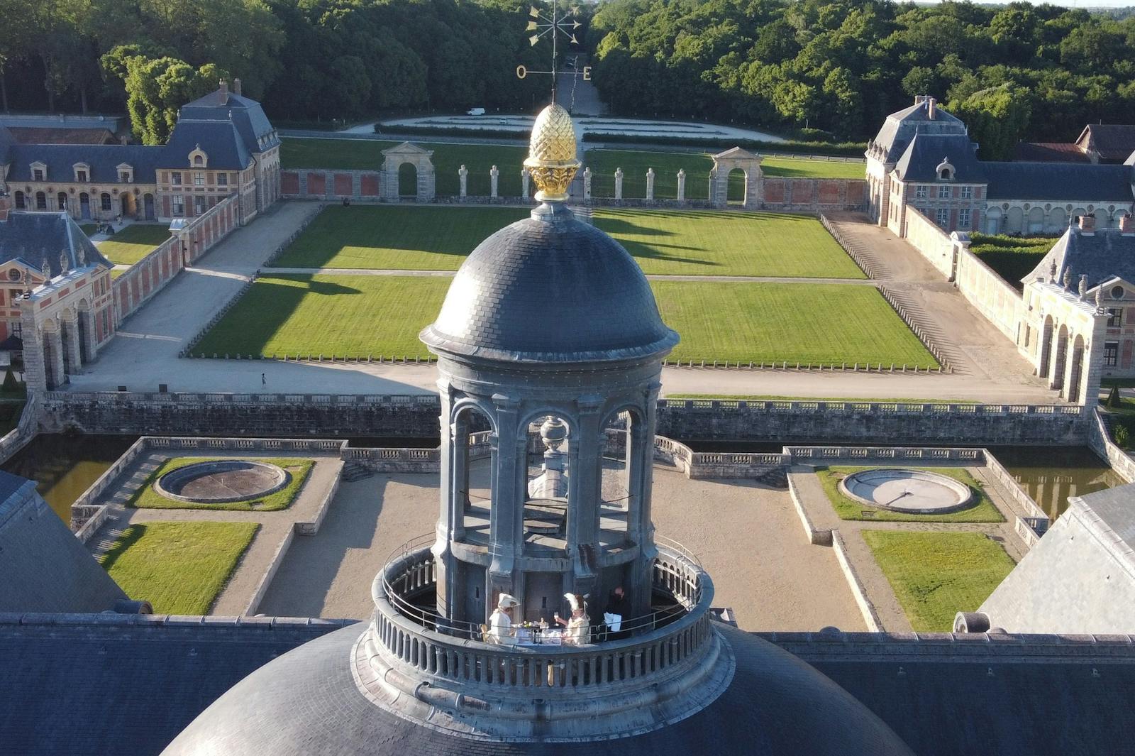 Chateau de Vaux-le-Vicomte viewed from the top of its dome