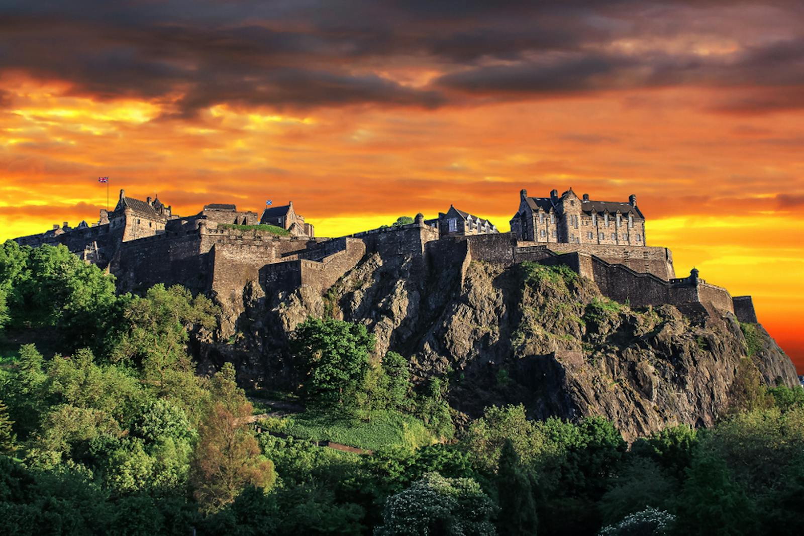 Edinburgh Castle on its hill at sunset