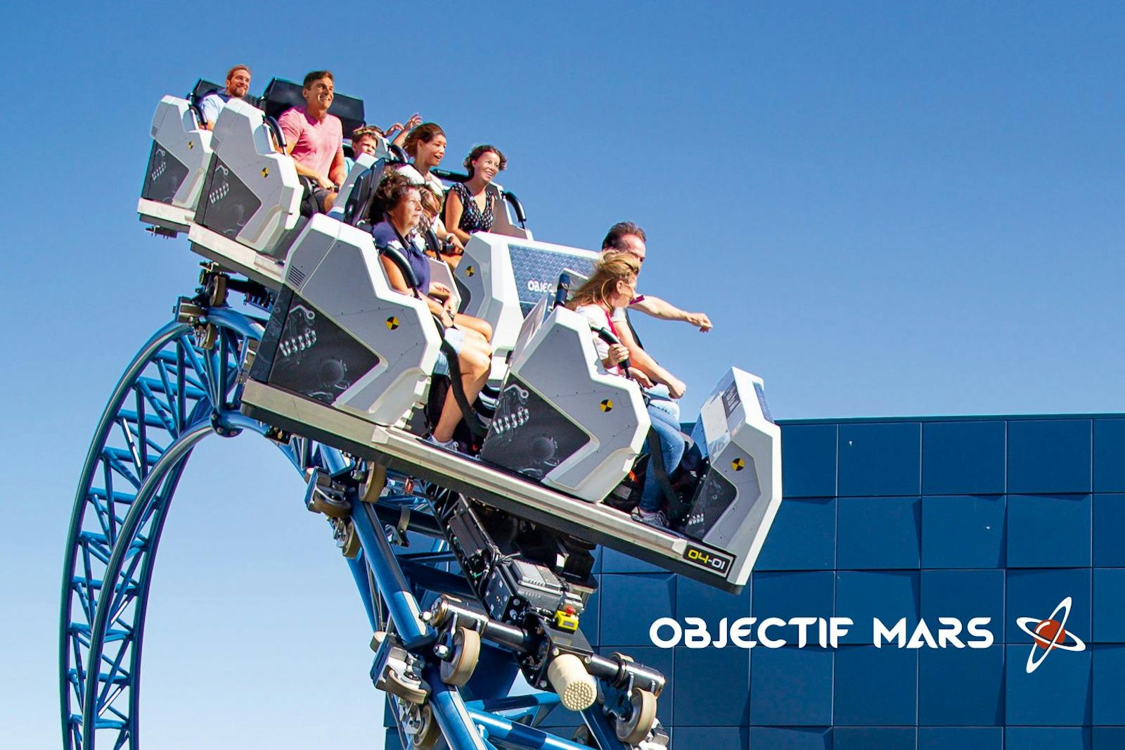 Utazók az Objectif Mars attrakción a Futuroscope-ban