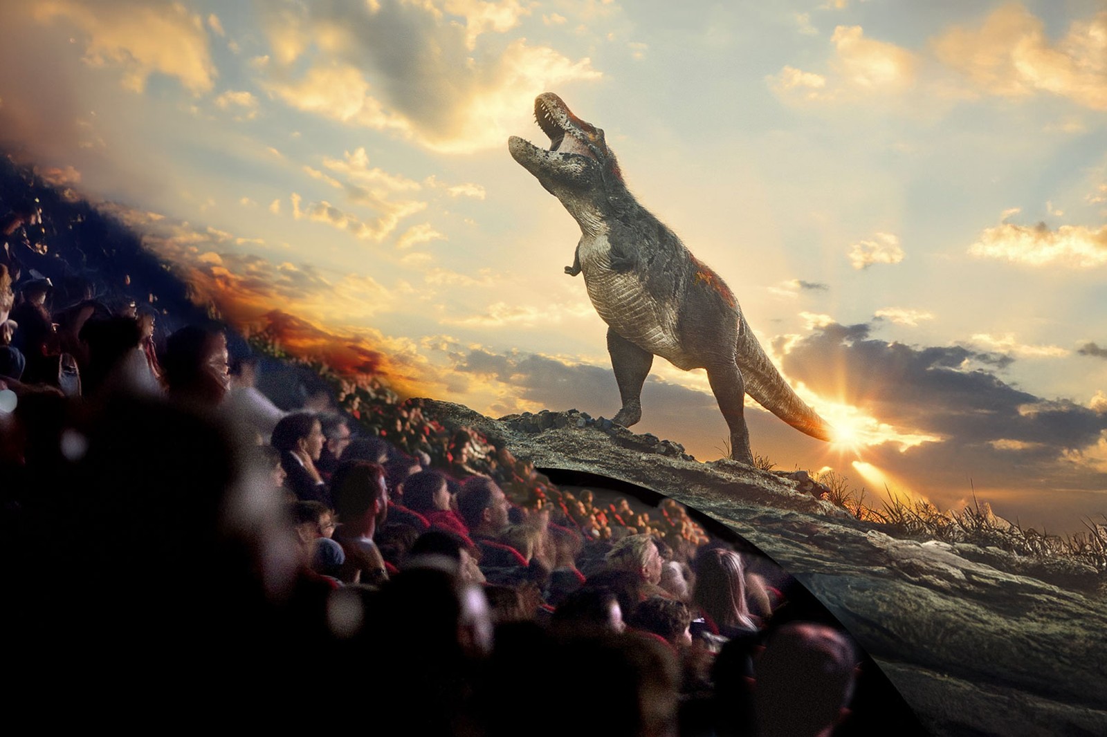 Film immersif T. Rex sur dôme 6K Omnimax au Futuroscope