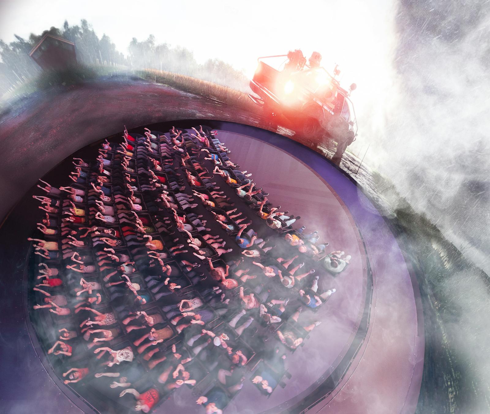 Vue plongeante sur le manège du Futuroscope